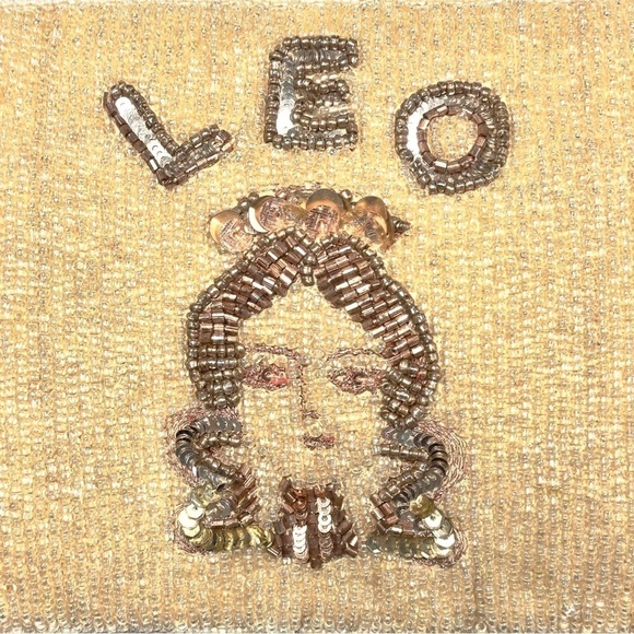 NWT ANTHROPOLOGIE Beaded Zodiac Clutch, "Leo" - Picture 2 of 3
